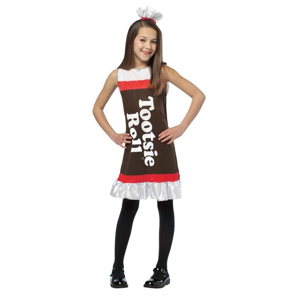 GIRLS TOOTSIE ROLL CANDY TANK DRESS HALLOWEEN COSTUME S GC400946 - Picture 1 of 1